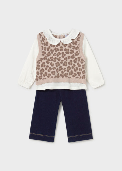 Attached Vest Pants Set - Walnut by Mayoral, view 4