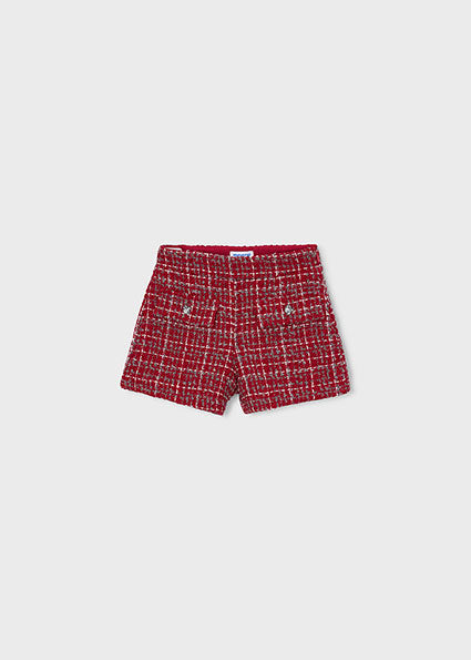 Knitted Smooth Sweater & Tweed Shorts - Red by Mayoral, view 4
