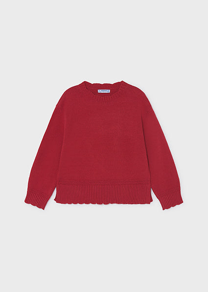 Knitted Smooth Sweater & Tweed Shorts - Red by Mayoral