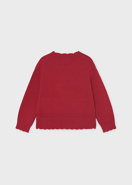 Knitted Smooth Sweater & Tweed Shorts - Red by Mayoral, view 2