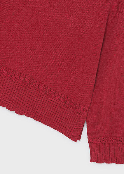 Knitted Smooth Sweater & Tweed Shorts - Red by Mayoral, view 3